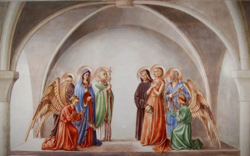 fresque avant installation de l'autel(maison paroissiale de Sanary sur Mer)